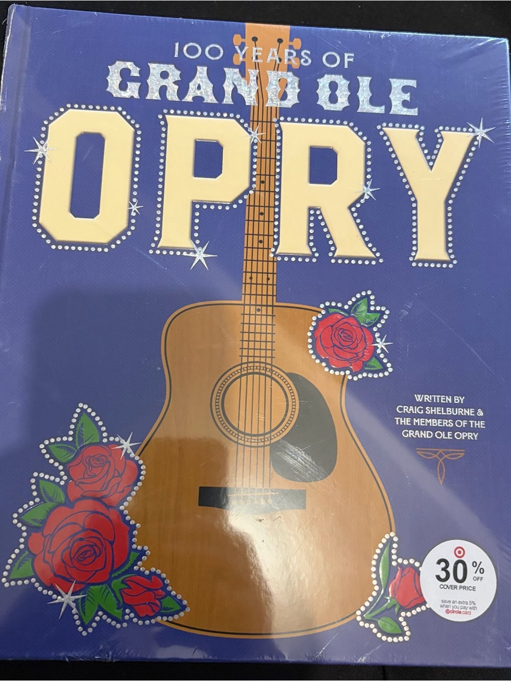 Grand Ole Opry 100 Years Hardcover Book with Guitar and Red Rose Artwork